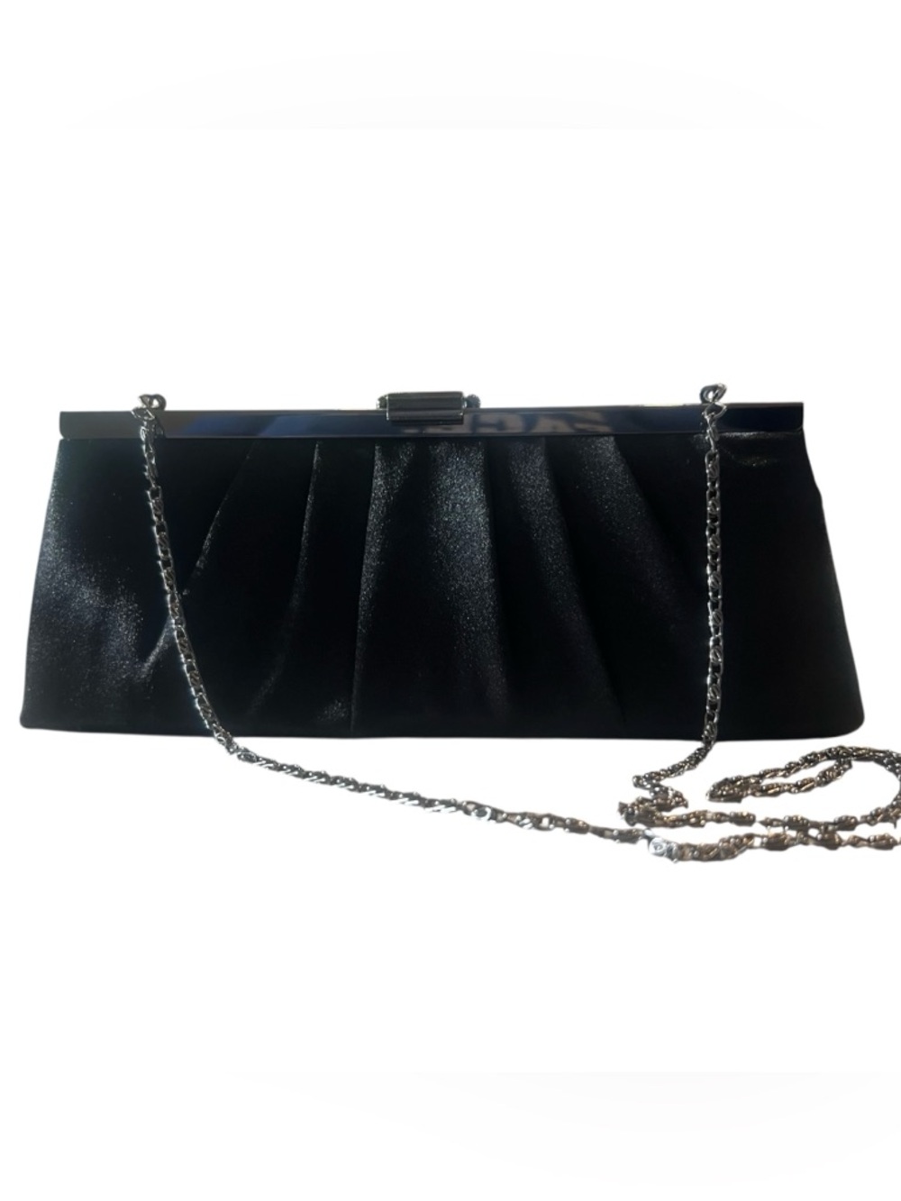 Jessica McClintock Black With Gunmetal Tone Hardware Evening Bag NEW